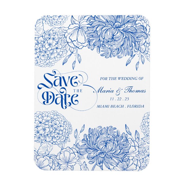 Magnet Flexible aimant enregistrer la date. Style mariage méditerr (Vertical)