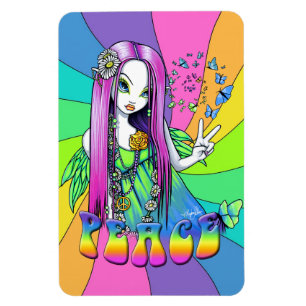 Magnet Flexible Aimant féerique hippie d'arc-en-ciel de paix de