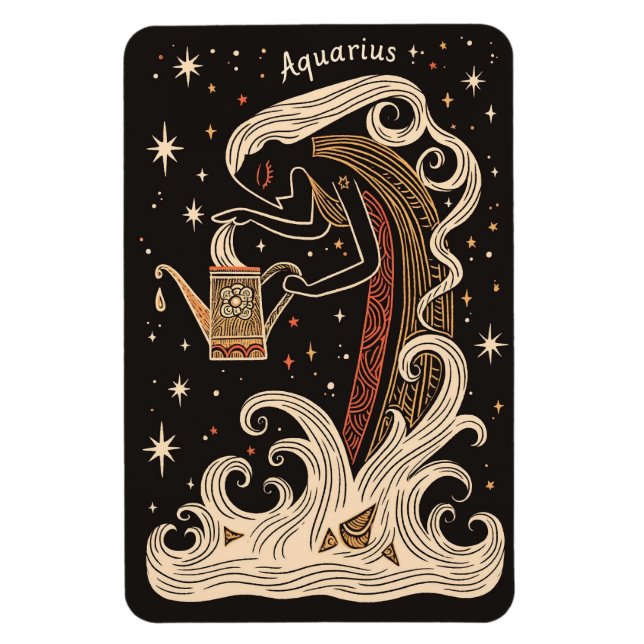 Magnet Flexible Aimant flexible Aquarius Celestial Zodiac Art (Vertical)