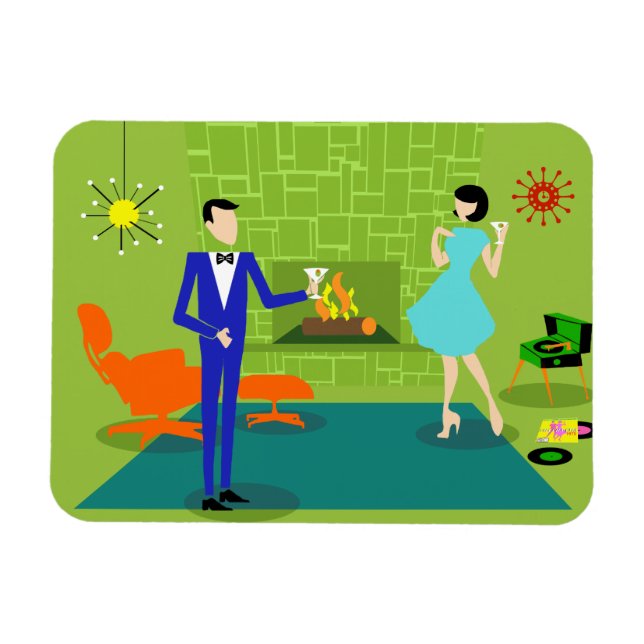 Magnet Flexible Aimant flexible Couple moderne du milieu du siècle (Horizontal)