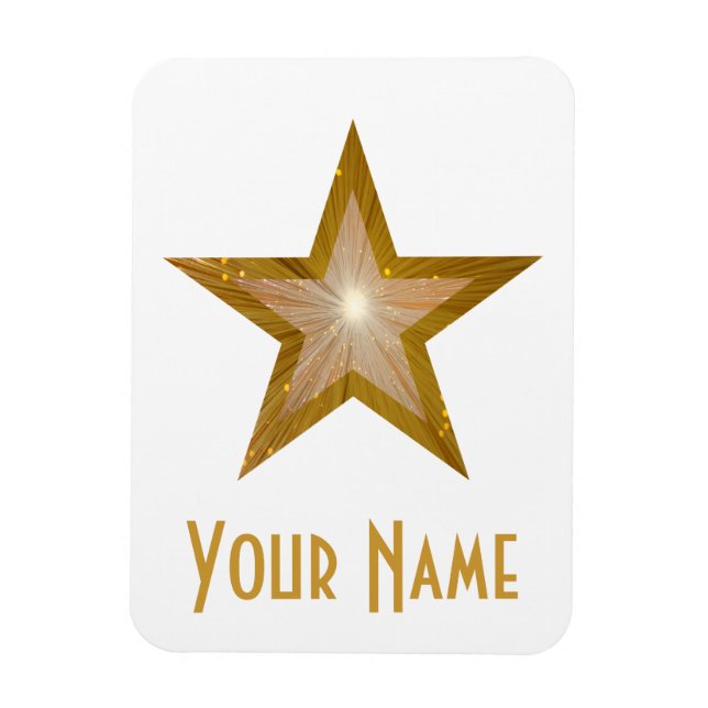 Magnet Flexible Aimant flexible "Gold" Star "Name" blanc (Vertical)