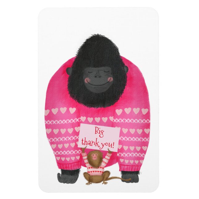 Magnet Flexible Aimant "grand merci" de la marmoset Gorilla & pygm (Vertical)