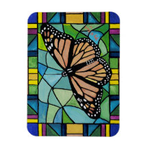 Aimant papillon en verre tendu