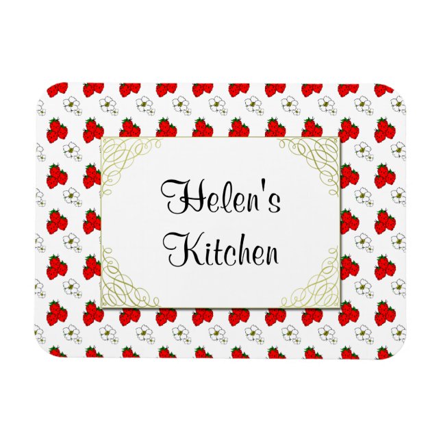 Magnet Flexible Aimant personnalisé fraise et fleur rouge rétro (Horizontal)