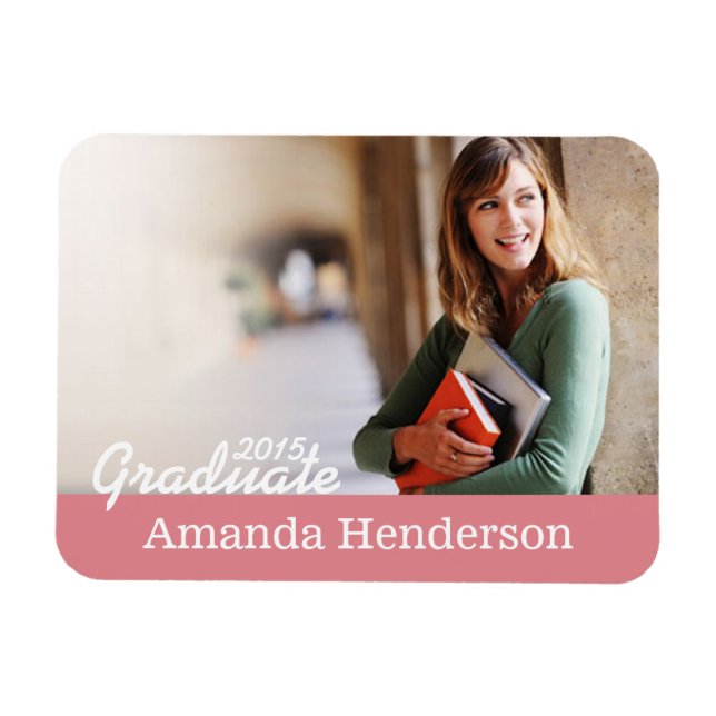 Magnet Flexible Aimant photo de Faire-part Pink Graduation (Horizontal)
