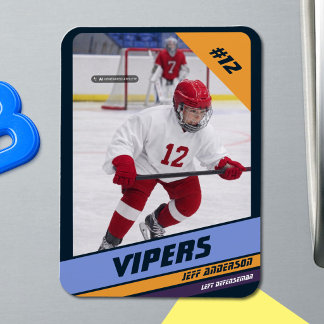 Magnet Flexible Aimant photo de hockey sur glace personnalisé Navy