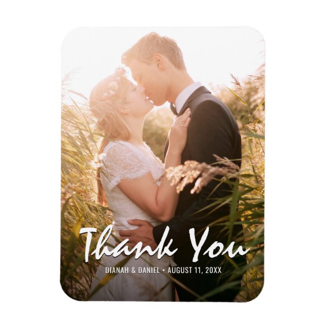 Magnet Flexible Aimant photo de Merci de mariage personnalisé (Vertical)