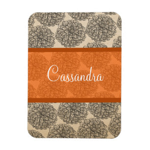 Magnet Flexible Aimant Premium Orange Vintage Zinnia