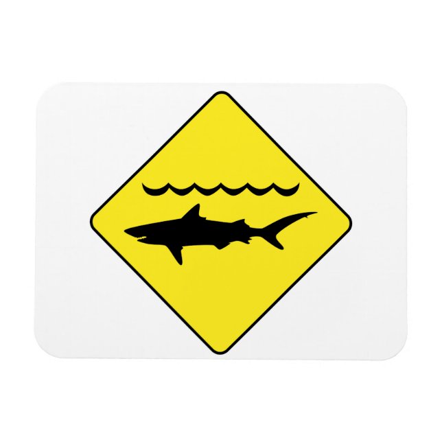 Magnet Flexible Aimant rectangulaire du panneau jaune "requins ave (Horizontal)