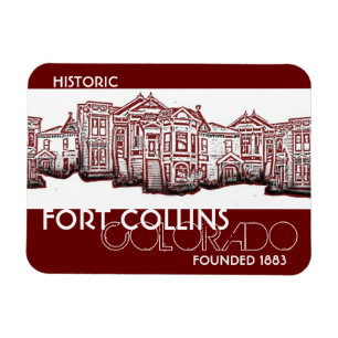 Magnet Flexible Aimant rouge historique de ville de Fort Collins
