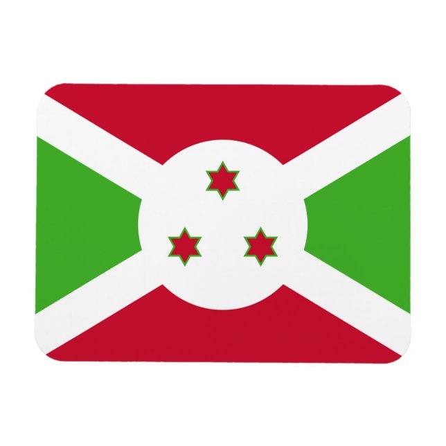 Magnet Flexible Aimant souple patriotique avec drapeau du Burundi (Horizontal)