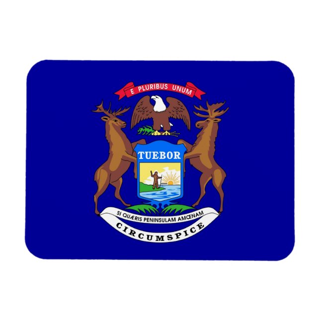 Magnet Flexible Aimant souple patriotique avec drapeau du Michigan (Horizontal)