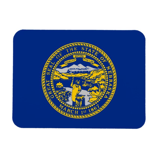 Magnet Flexible Aimant souple patriotique avec drapeau du Nebraska (Horizontal)