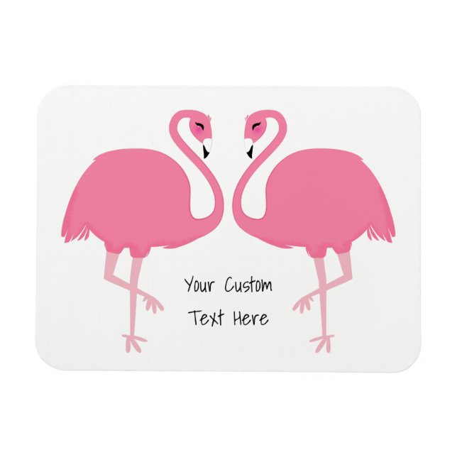 Magnet Flexible Aimant texte personnalisé de Flamants roses mignon (Horizontal)