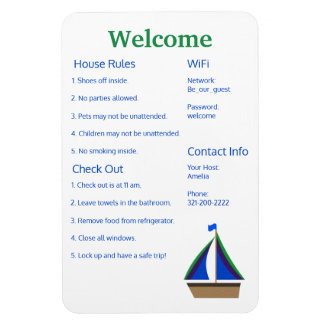 Magnet Flexible Airbnb Vrbo Modèle d'Affiches de bienvenue Home Ma