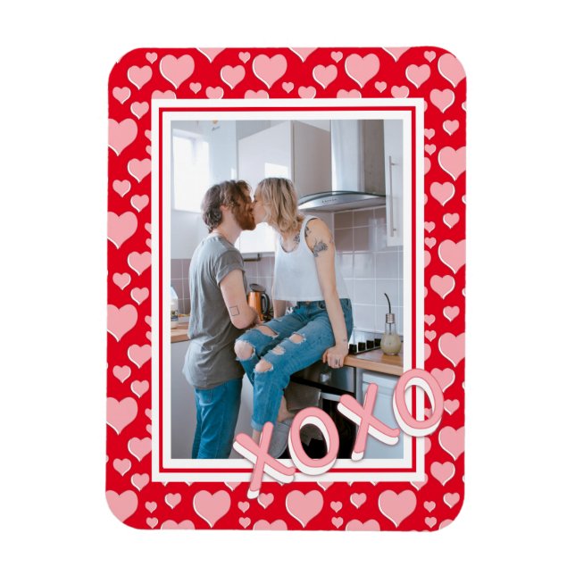 Magnet Flexible Ajouter votre photo Coeurs rouges romantiques de r (Vertical)