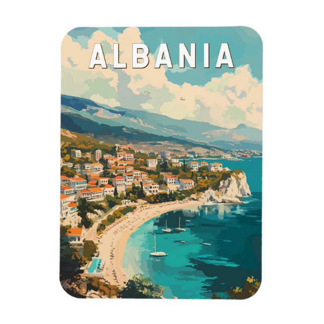 Magnet Flexible Albanie Travel Art Vintage (Vertical)