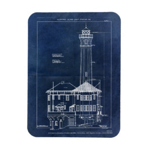 Magnet Flexible Alcatraz Island Lighthouse Vintage Blueprint