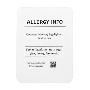 Magnet Flexible Alerte d'allergie alimentaire ajouter le nom des a