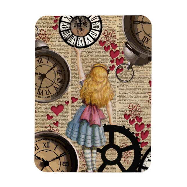 Magnet Flexible Alice au pays des merveilles Voyager dans le temps (Vertical)