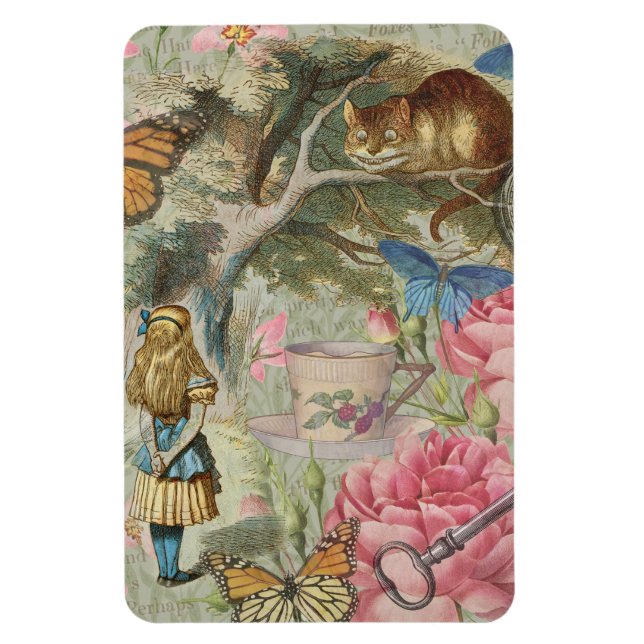 Magnet Flexible Alice Cheshire Chat Wonderland Tree Garden (Vertical)