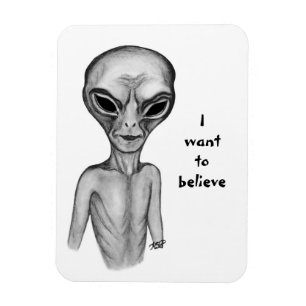 Magnet Flexible Alien gris, je veux croire