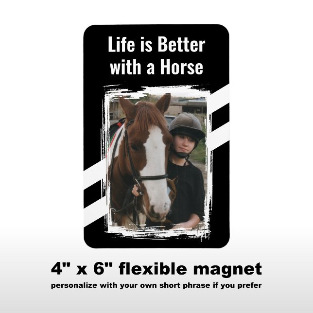 Magnet Flexible Amateur de cheval photo blanc noir (Créateur téléchargé)