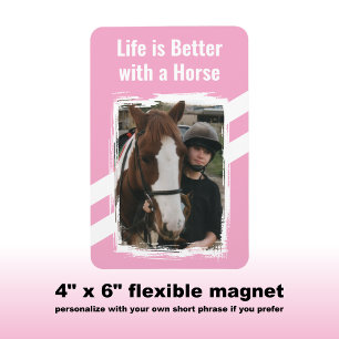 Magnet Flexible Amateur de cheval photo blanc rose
