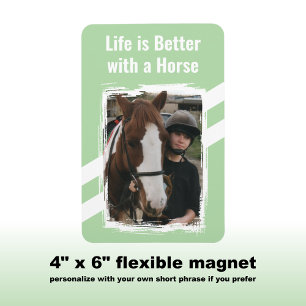 Magnet Flexible Amateur de cheval photo blanc vert