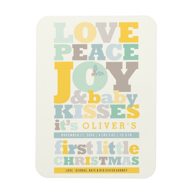 Magnet Flexible Amour Coloré Paix Joie Et Bébé Baisers Lettres (Vertical)