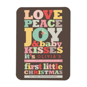 Magnet Flexible Amour Coloré Paix Joie Et Bébé Baisers Lettres