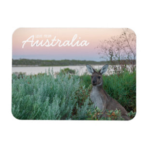 Magnet Flexible Amour de Australie Kangaroo Sunset Lake