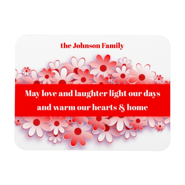 Magnet Flexible Amour et rire Warms Hearts & Home Flower (Horizontal)