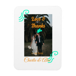 Magnet Flexible Amour & merci mariage couple photo moderne ajouter