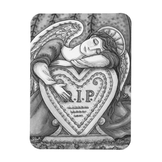 MAGNET FLEXIBLE AMOUREUX ANGE GUARDIEN, CÉMETTRE MOURNING ART RIP (Vertical)