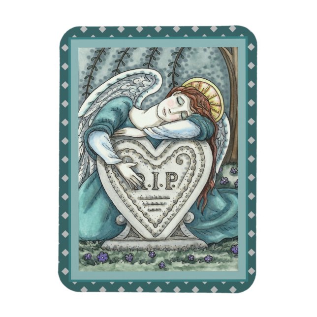 MAGNET FLEXIBLE AMOUREUX ANGE GUARDIEN, CÉMETTRE MOURNING ART RIP (Vertical)