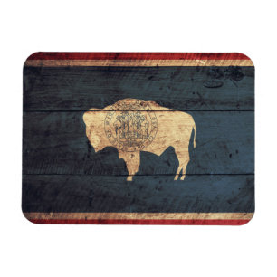 Magnet Flexible Ancien drapeau du Wyoming en bois