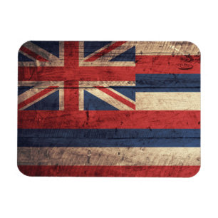 Magnet Flexible Ancien drapeau Hawaï en bois ;