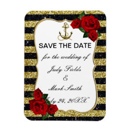 Magnet Flexible Ancre Nautique Gold Black Stripes Enregistrer La D