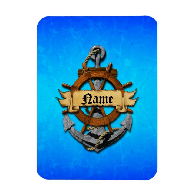 Magnet Flexible Ancre Nautique Personnalisée Et Roue (Vertical)