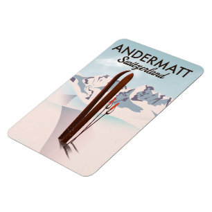 Magnet Flexible Andermatt Suisse affiche de ski impression de voya