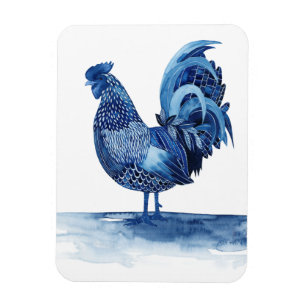 Magnet Flexible Animaux de ferme de bleu de cobalt - coq