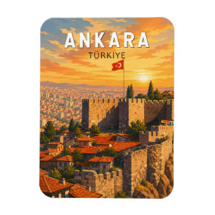 Magnet Flexible Ankara Turquie Illustration Voyage Art Vintage