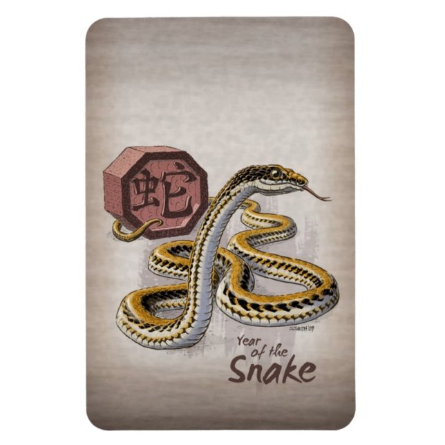 Magnet Flexible Année chinoise du zodiaque de l'art serpent (Vertical)