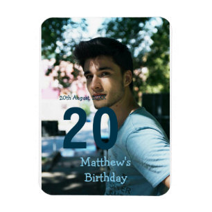 Magnet Flexible anniversaire 20 ans ajouter nom photo date homme b