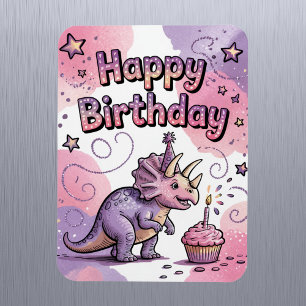 Magnet Flexible Anniversaire de dinosaure personnalisé pour filles
