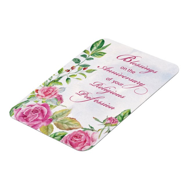 Magnet Flexible Anniversaire de la profession religieuse Roses ros (Côté Gauche)