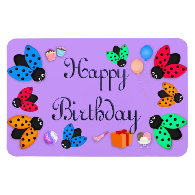 Magnet Flexible anniversaire de Ladybugs (Horizontal)