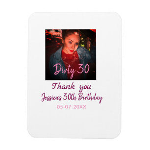 Magnet Flexible Anniversaire sale 30 personnalisé nom rose ajout p