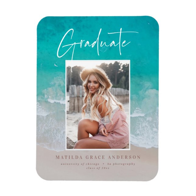 Magnet Flexible Annonce de fête de remise de diplômes plage océan  (Vertical)